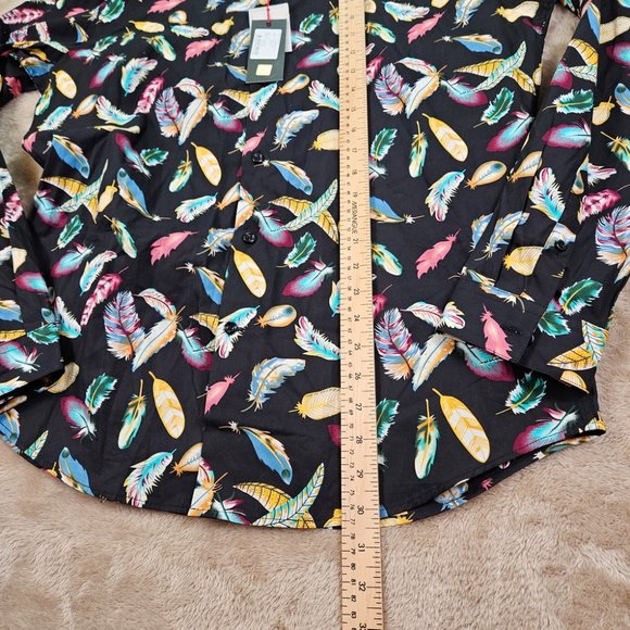 NWT Devil's Advocate Multicolor Feather Button-Down Floral Shirt $80 Men's Sz XL - Picture 4 of 10